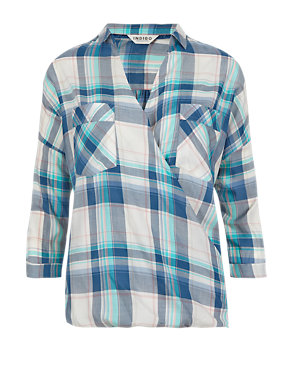 Pure Modal Cross Front Checked Blouse Image 2 of 4