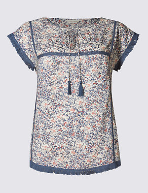 Pure Modal Ditsy Print Blouse Image 2 of 3