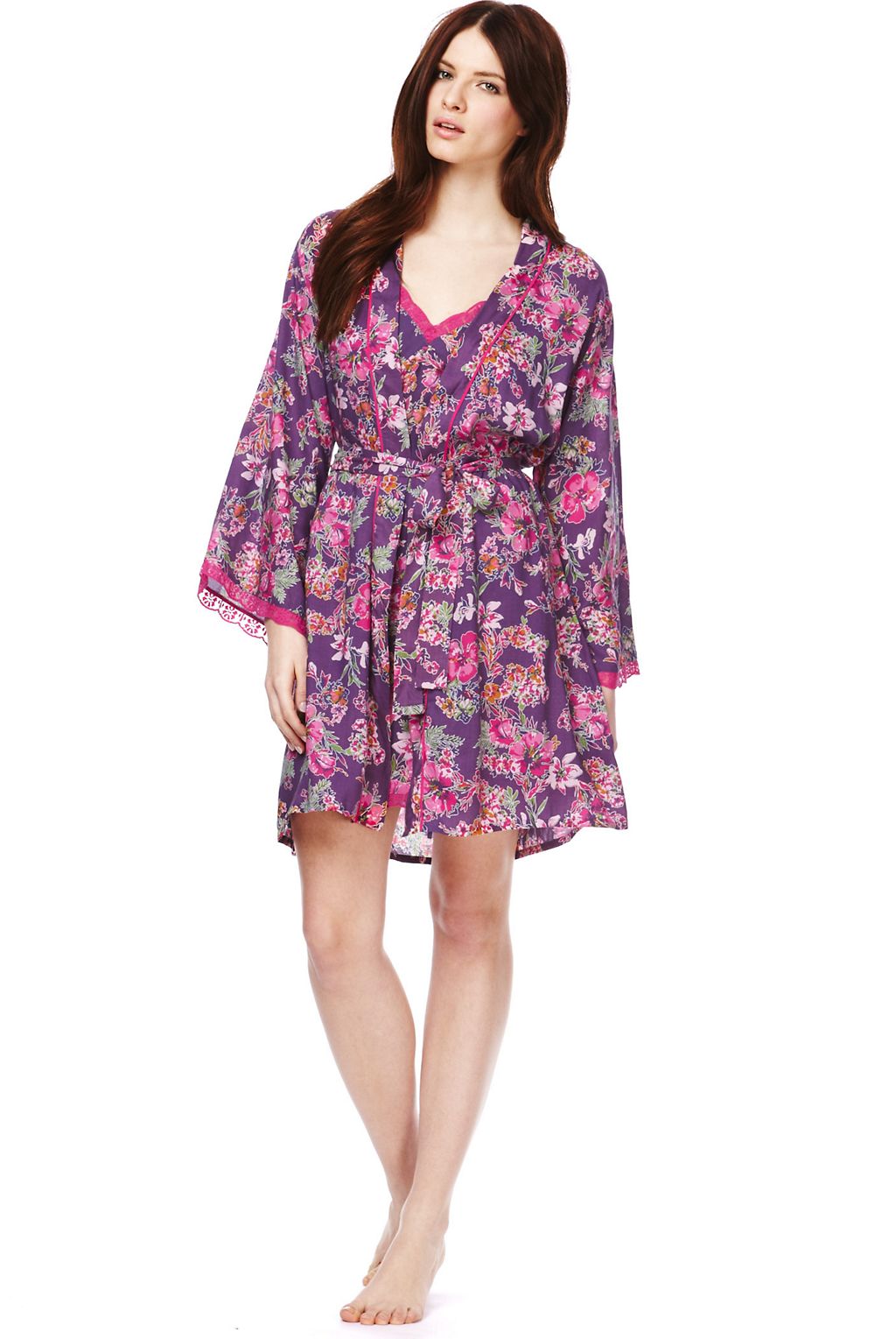 Pure Modal Floral Belted Dressing Gown 1 of 1