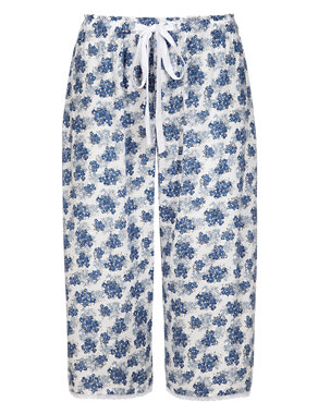 Pure Modal Floral Cropped Pyjama Bottoms Image 2 of 5