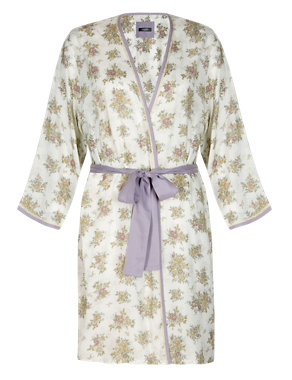Pure Modal Floral Wrap Dressing Gown Image 2 of 4