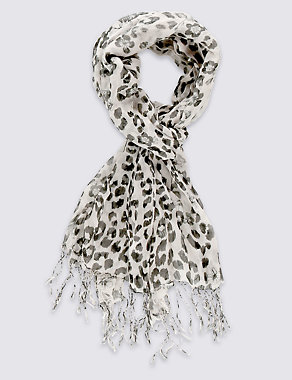 Pure Modal Leopard Floral Scarf Image 2 of 3