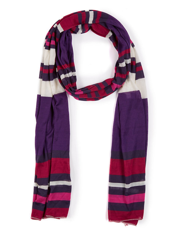 Pure Modal Placement Striped Scarf Image 1 of 2