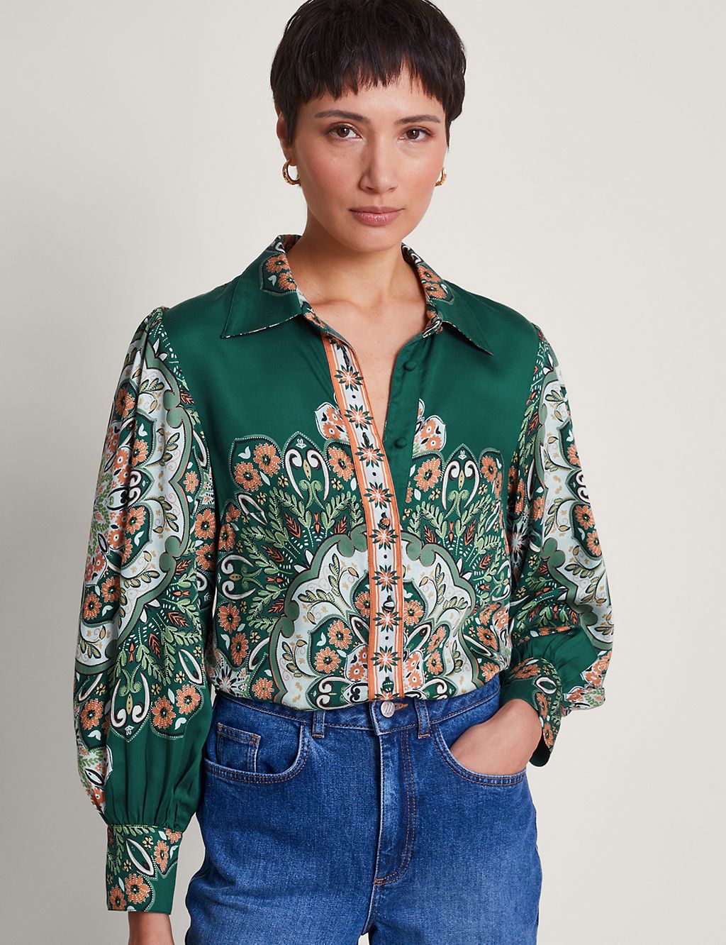 Pure Modal Printed Long Sleeve Blouse 3 of 4