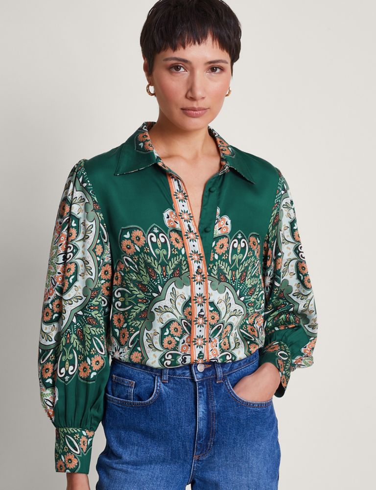 Pure Modal Printed Long Sleeve Blouse 1 of 4