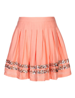 Pure Modal Sequin Embellished Pleated Skirt (5-14 Years) Image 2 of 4