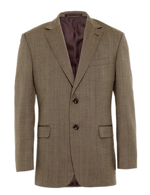 Pure New Wool 2 Button Herringbone Checked Jacket Image 2 of 9