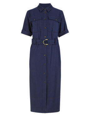 Pure New Wool Belted Shirt Dress Image 2 of 7