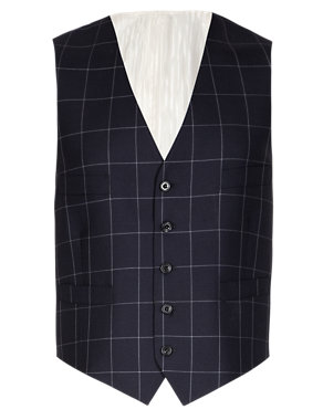 Pure New Wool Checked Waistcoat Image 2 of 5