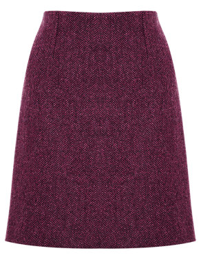 Pure New Wool Herringbone A-Line Mini Skirt Image 2 of 7