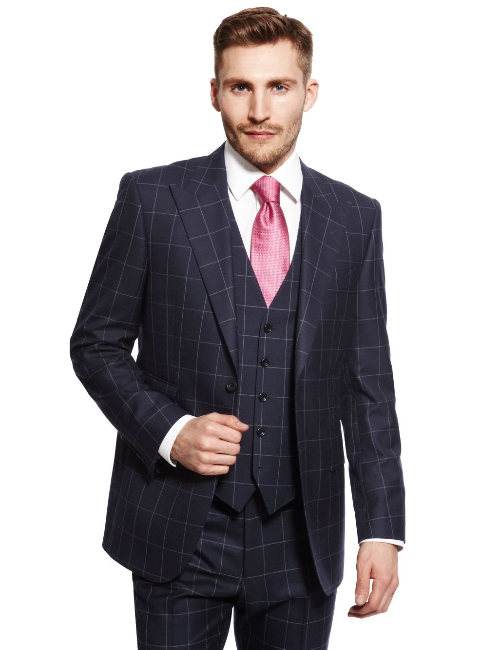 Pure New Wool Tailored Fit 2 Button Check Jacket 2 of 9