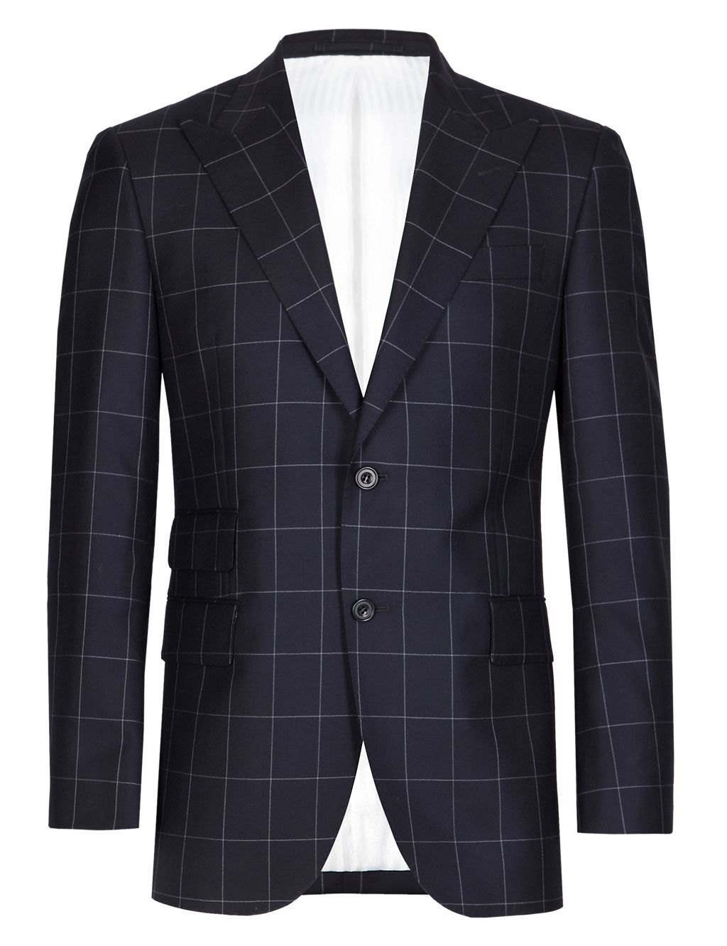 Pure New Wool Tailored Fit 2 Button Check Jacket 1 of 9