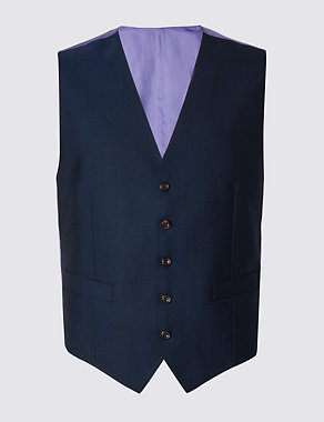 Pure New Wool Tailored Fit 5 Button Waistcoat Image 2 of 4