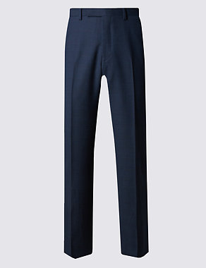 Pure New Wool Tailored Fit Supercrease™ Prince of Wales Check Trousers with Buttonsafe™ Image 2 of 4