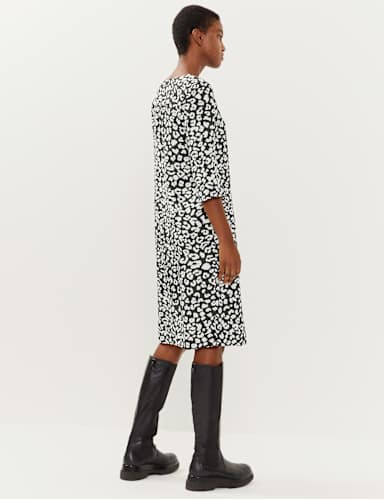 Pure Silk Animal Print V-Neck Shift Dress 5 of 6