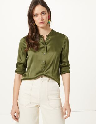 Pure Silk Button Detailed Shirt, M&S Collection