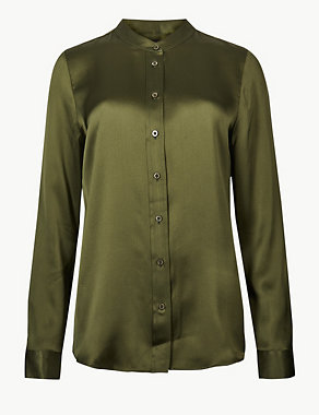 Pure Silk Button Detailed Shirt Image 2 of 4