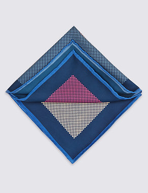Pure Silk Checked Pocket Square Image 2 of 3