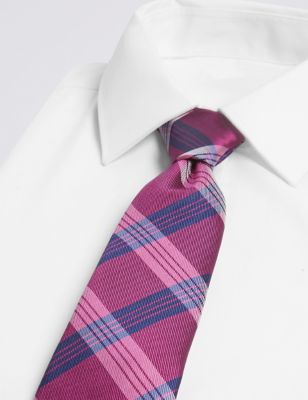 Pure Silk Checked Tie Image 2 of 3