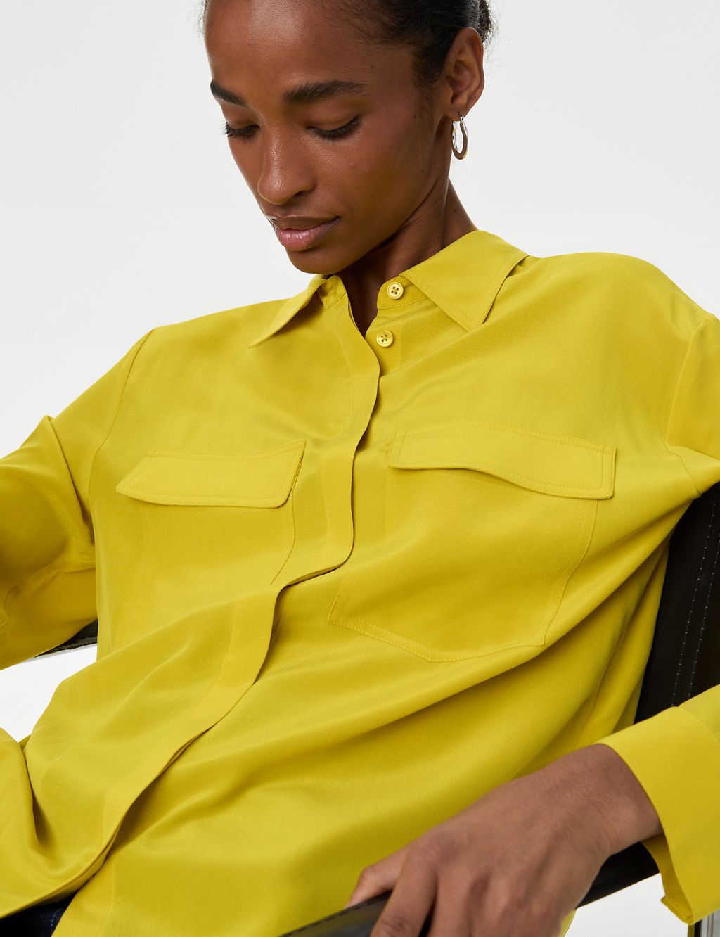 Pure Silk Collared Utility Shirt 2 of 5