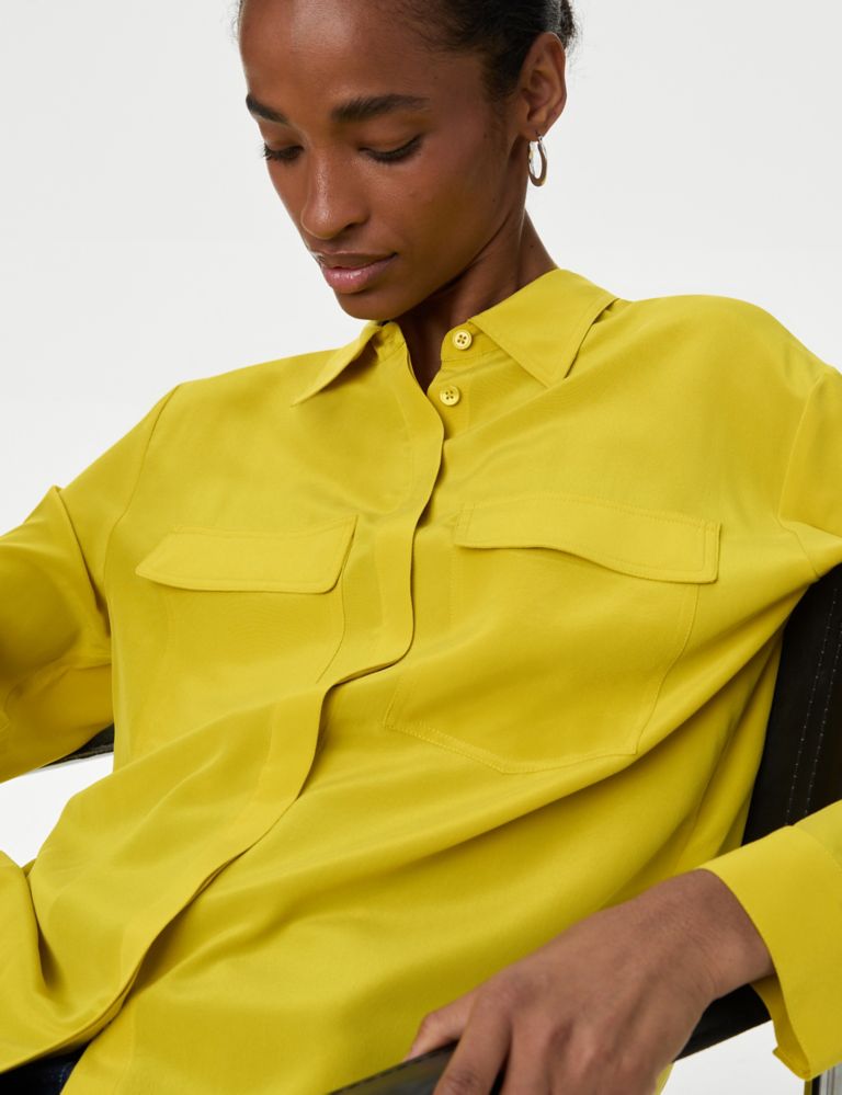 Pure Silk Collared Utility Shirt 3 of 5