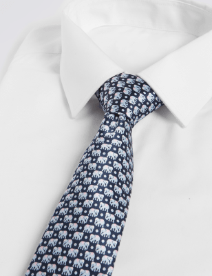 Pure Silk Elephant Print Tie | Mu0026S Collection Luxury | Mu0026S