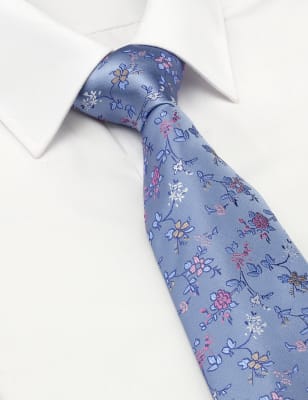 Pure Silk Embroidered Floral Tie | M&S Collection Luxury | M&S