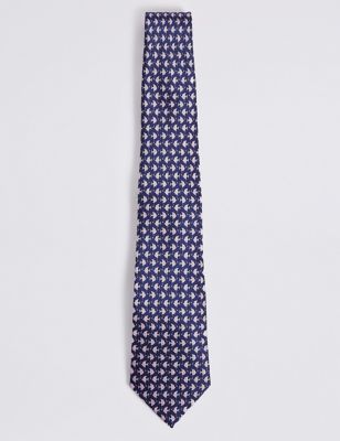Pure Silk Flat Fish Tie, M&S Collection Luxury