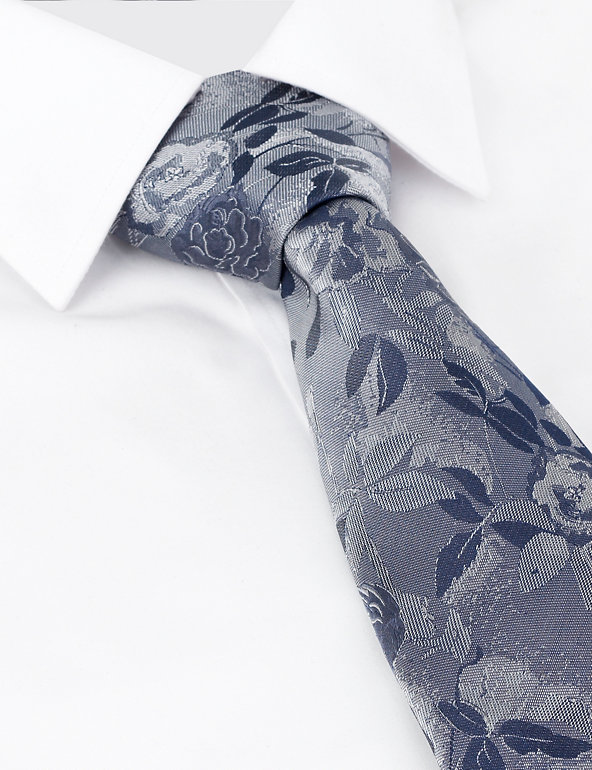 Pure Silk Floral & Leaf Tie Image 1 of 1