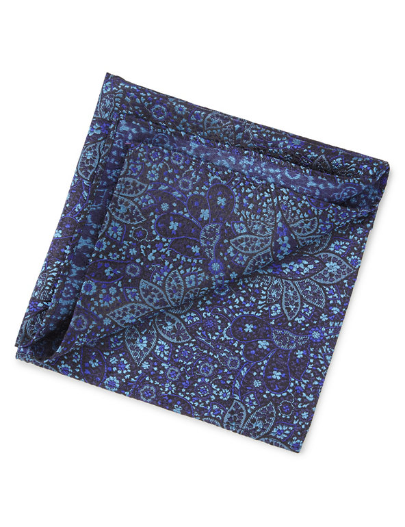 Pure Silk Floral Embroidered Pocket Square Image 1 of 1