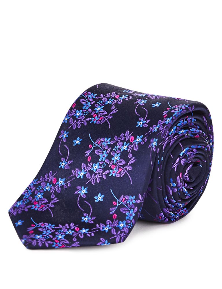 Pure Silk Floral Embroidered Tie 2 of 2