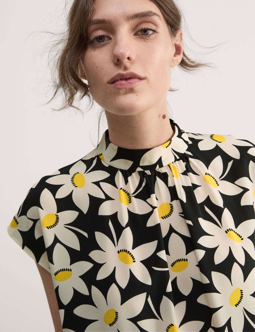 Pure Silk Floral Funnel Neck Top 6 of 7