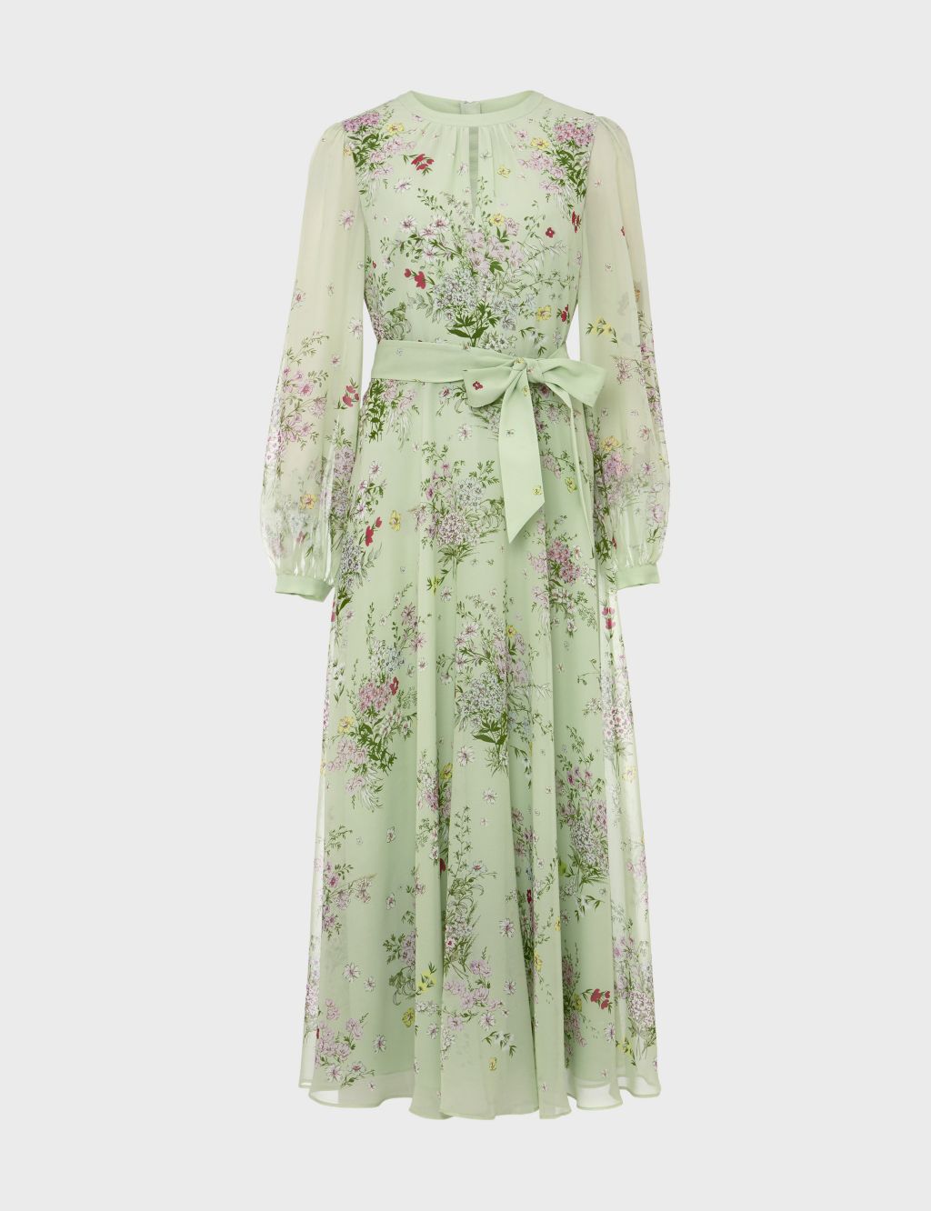 Pure Silk Floral Midaxi Waisted Dress | HOBBS | M&S