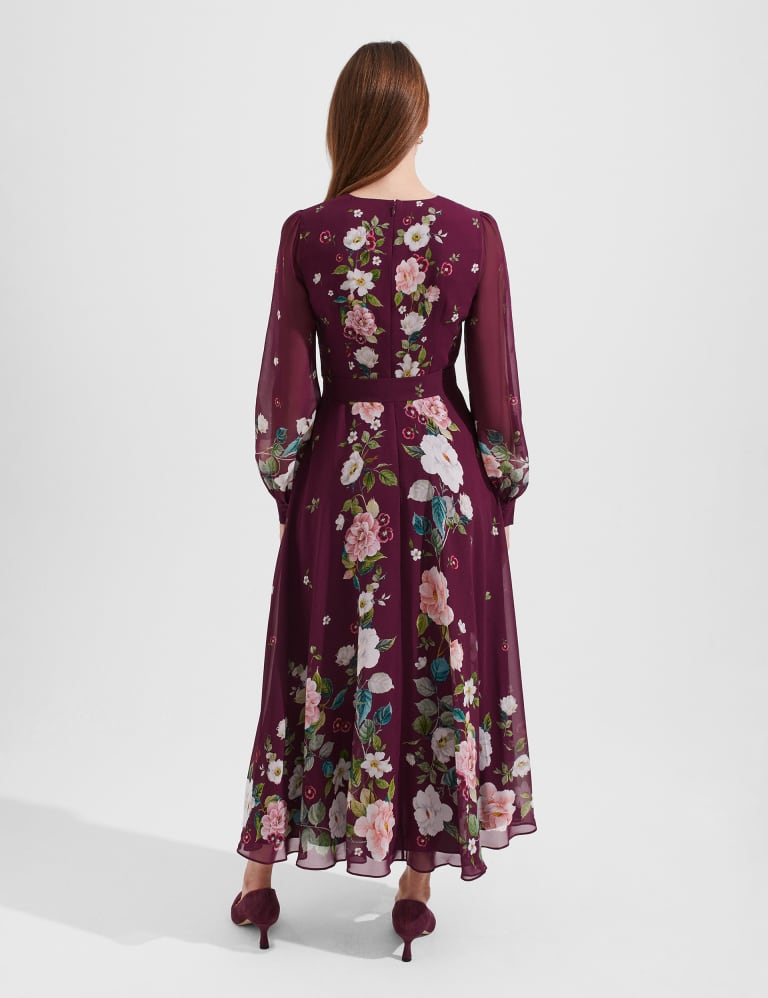 Pure Silk Floral Midaxi Waisted Dress HOBBS M S