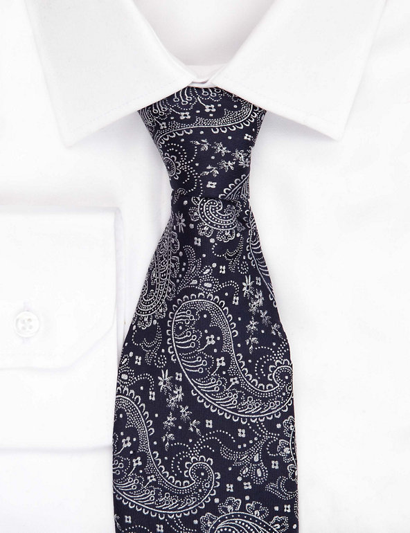 Pure Silk Floral Paisley Print Tie Image 1 of 2