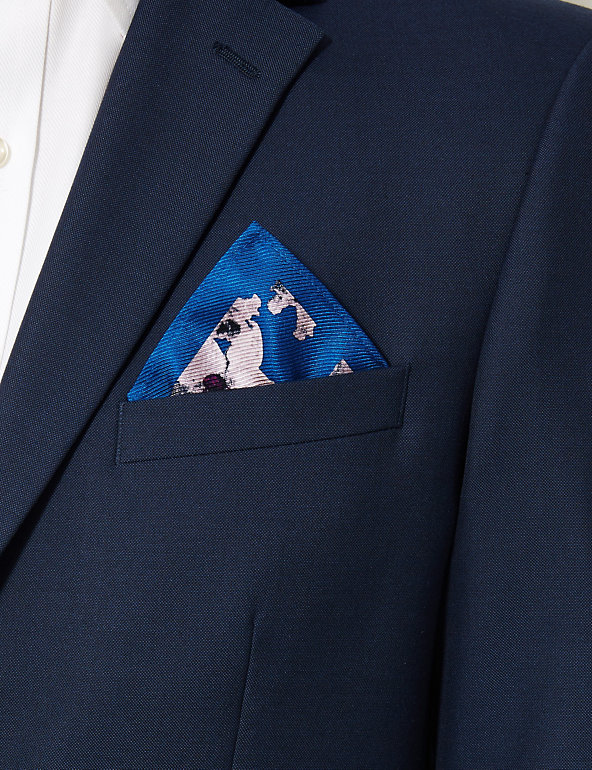 Pure Silk Floral Print Pocket Square Image 1 of 2