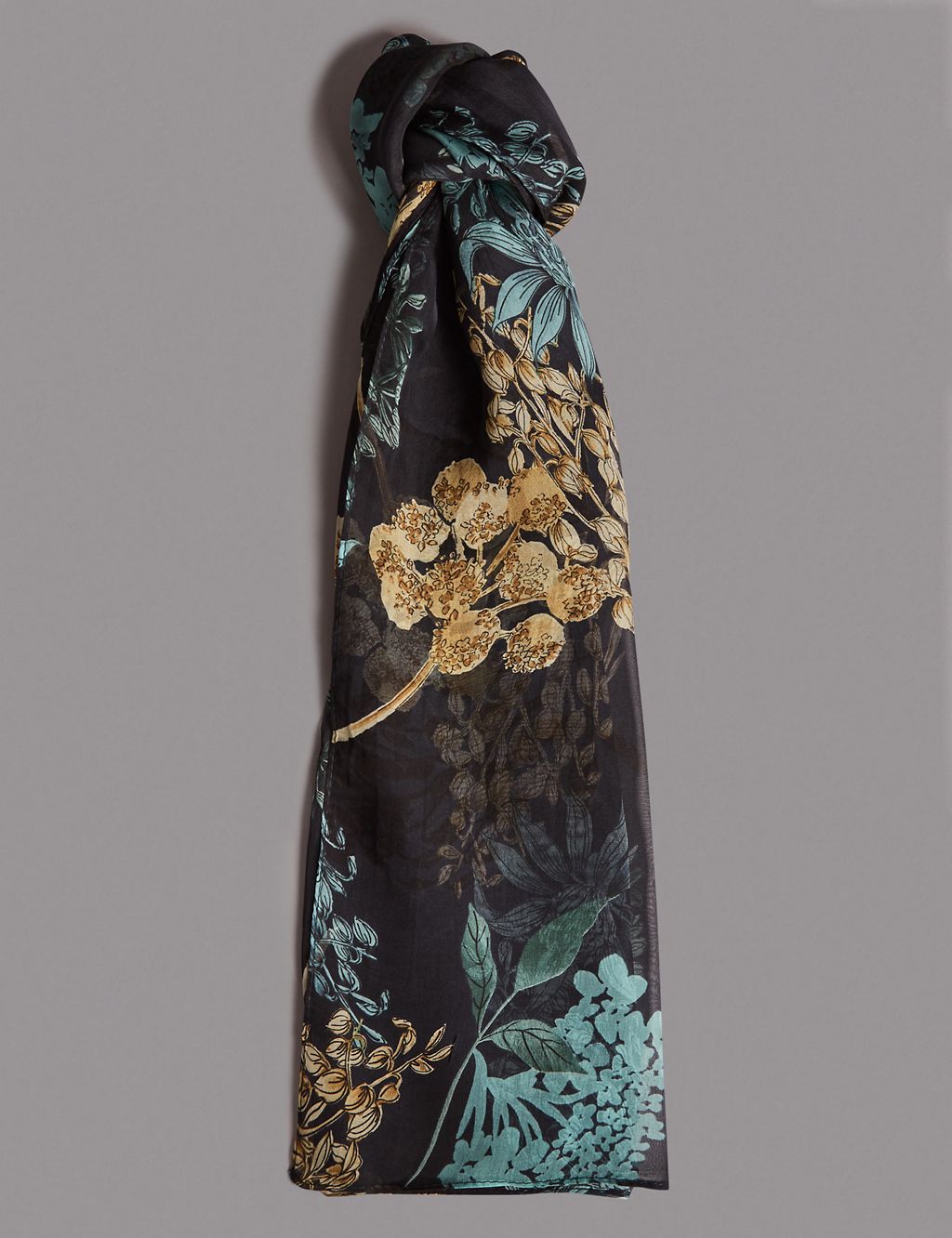 Pure Silk Floral Print Scarf 1 of 4