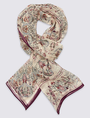 Pure Silk Floral Print Scarves Image 2 of 3