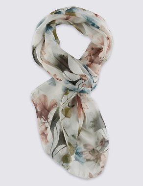 Pure Silk Floral Scarf Image 2 of 4