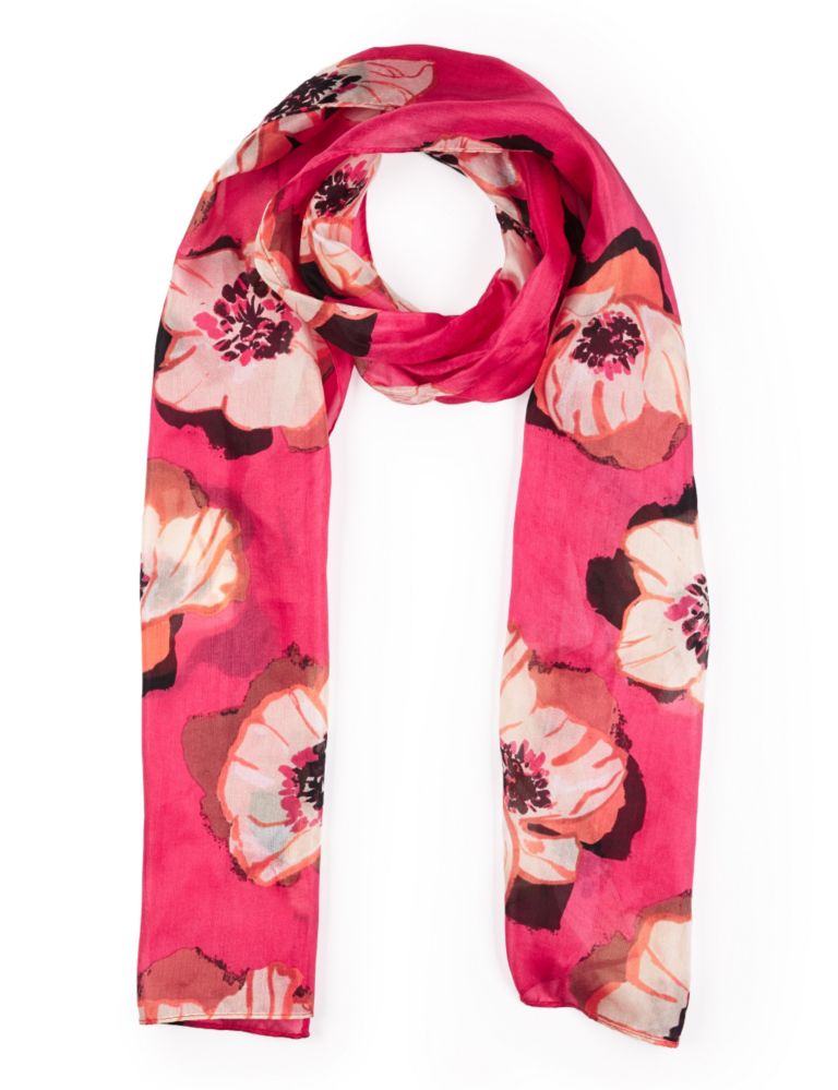 Pure Silk Floral Scarf 1 of 3