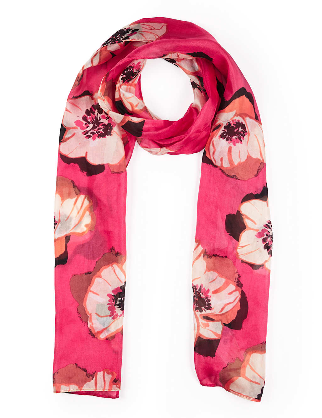 Pure Silk Floral Scarf Classic M&S