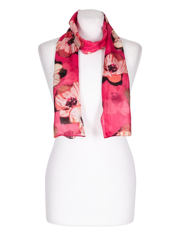 Pure Silk Floral Scarf 3 of 3