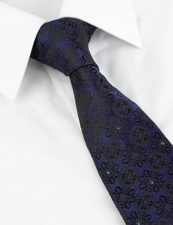 Pure Silk Floral Tie with SWAROVSKI® Image 1 of 1