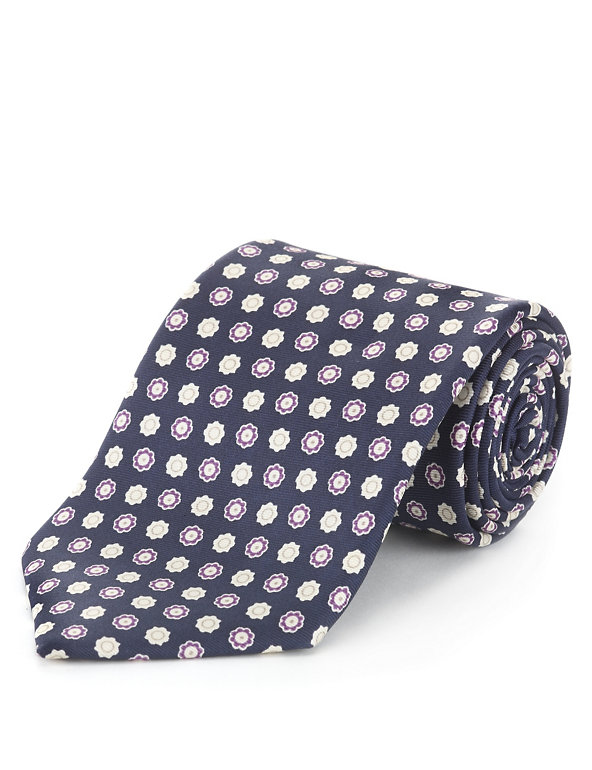Pure Silk Floral Tie with Stain Resistance Image 1 of 1