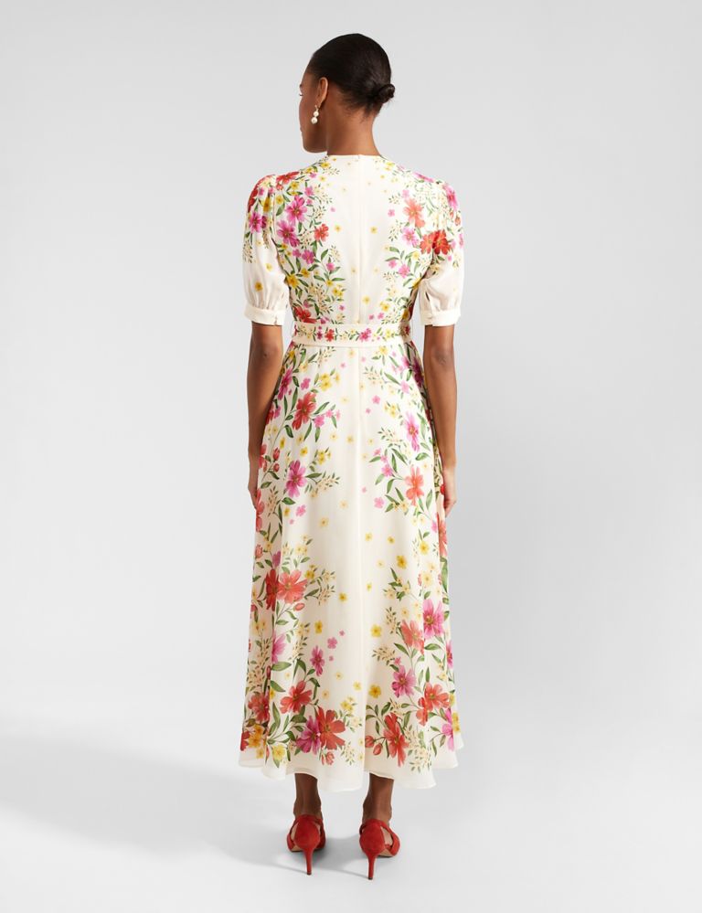 Pure Silk Floral V-Neck Midaxi Dress 4 of 9