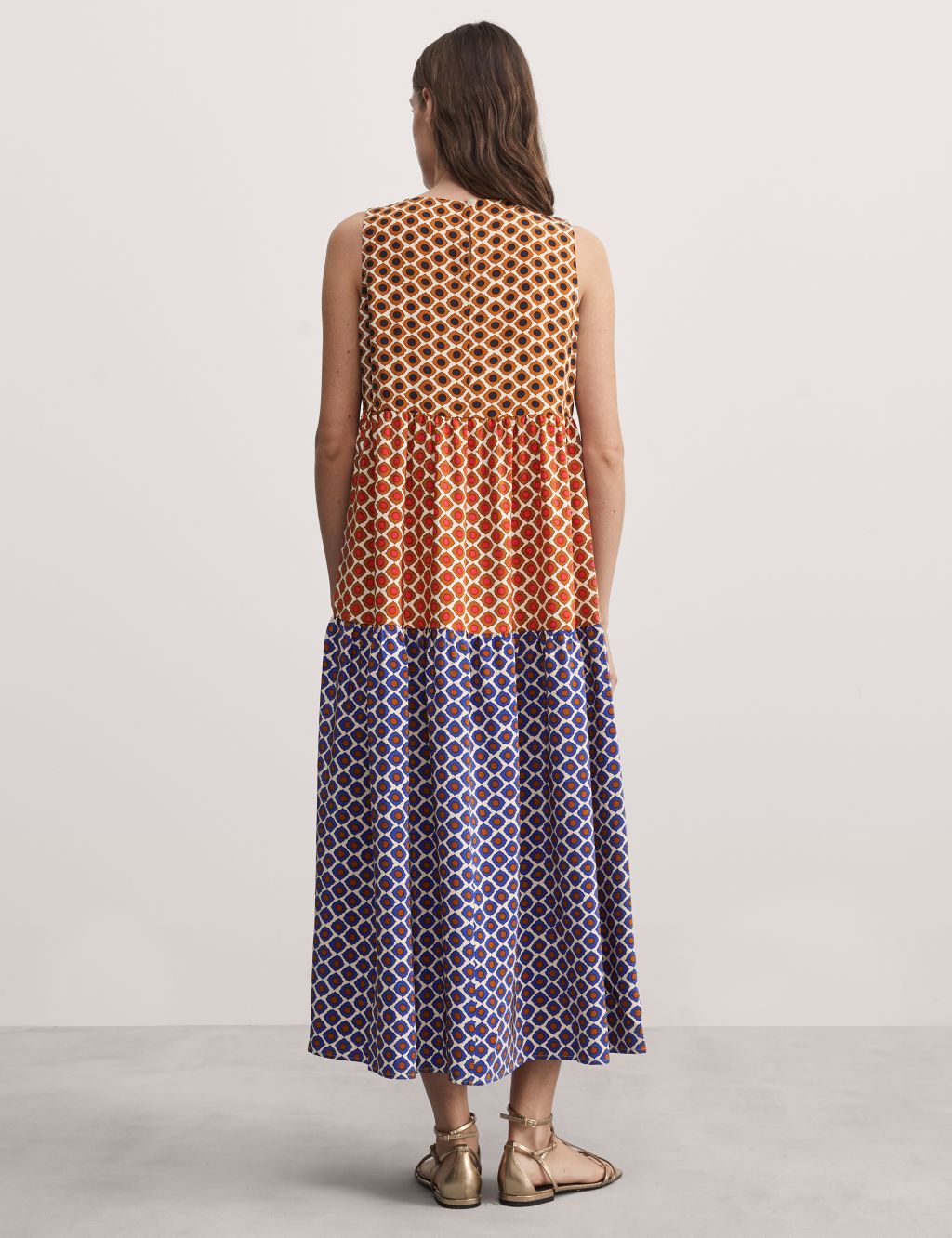 Pure Silk Geometric Maxi Tiered Dress 5 of 6