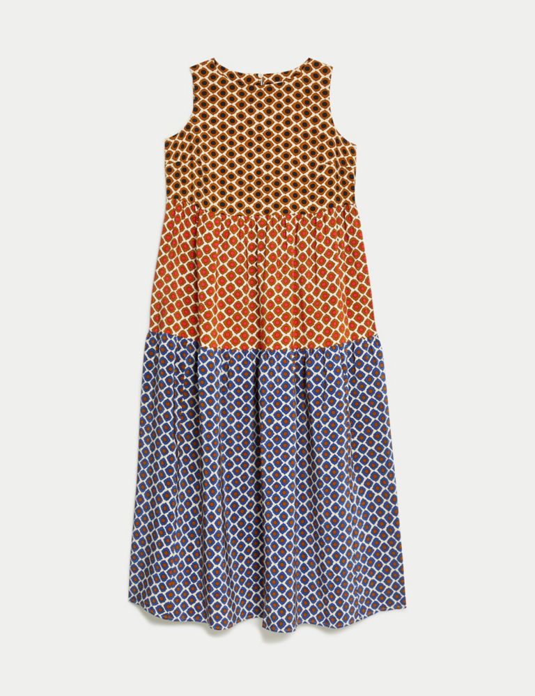 Pure Silk Geometric Maxi Tiered Dress 2 of 6