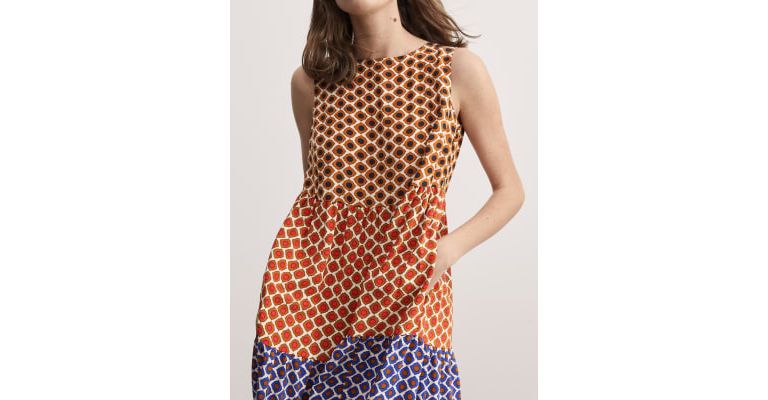 Pure Silk Geometric Maxi Tiered Dress 4 of 6