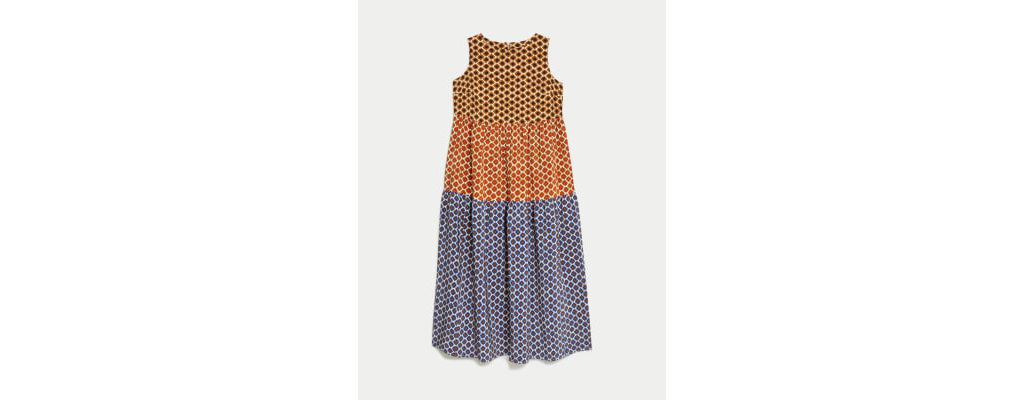 Pure Silk Geometric Maxi Tiered Dress 1 of 6