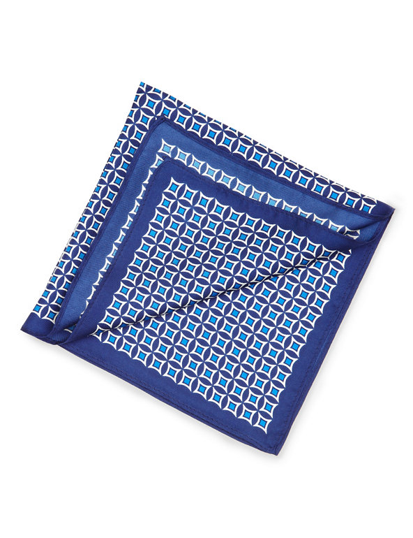 Pure Silk Geometric Print Pocket Square Image 1 of 1